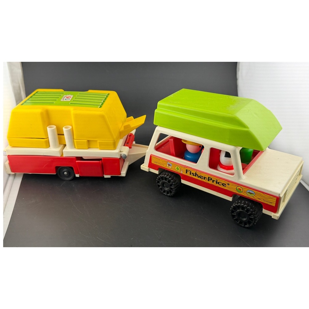 Vintage 1979 Fisher-Price Little People Safari Truck & Pop-Up Camper Set 992